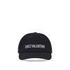 Valentino Chez  Cotton Baseball Cap With Embroidery In Black