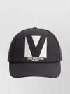 Valentino Garavani Black Hat With Logo On The Front In Cotton Man