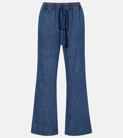 Valentino Tasseled High-rise Bootcut Jeans In Blue