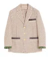 Valentino Single-breasted Cotton Jacket With Check Pattern And Printed Edges