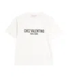 Valentino Cotton Crew Neck T-shirt With Graphic Print In Ivory