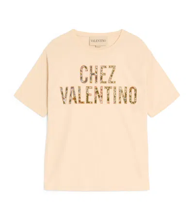 Valentino Embroidered Cotton T-shirt In Brown