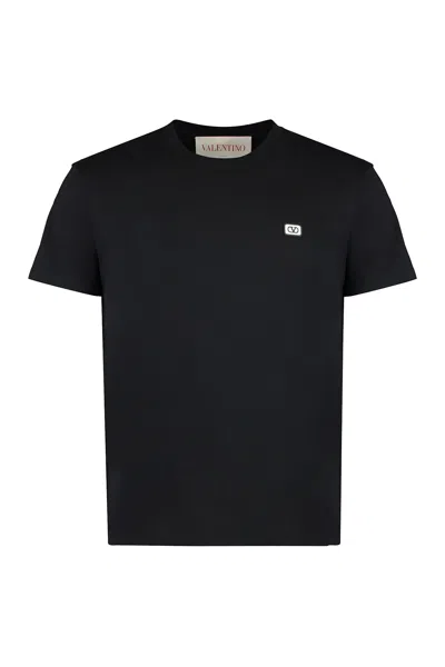 Valentino Cotton T-shirt With Vlogo Patch In Black