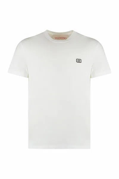 Valentino Garavani Cotton T-shirt With Vlogo Patch In White