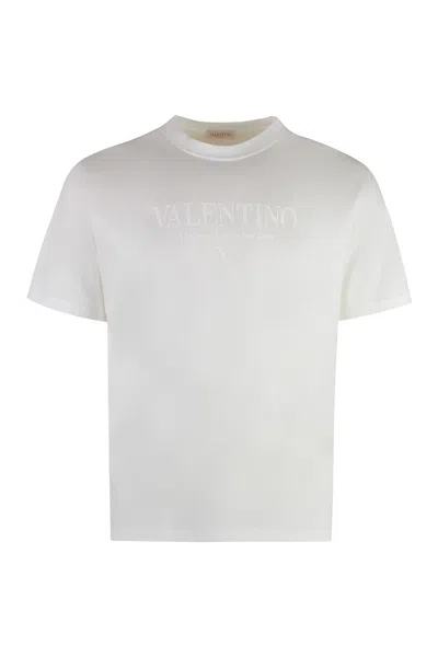 Valentino Cotton Crew-neck T-shirt In White