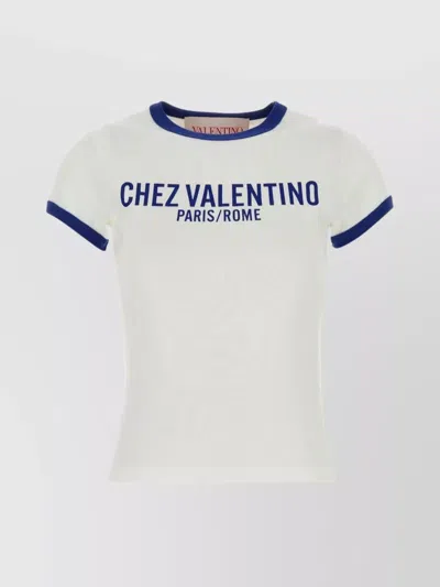 VALENTINO COTTON CREW NECK T-SHIRT WITH CONTRAST TRIM