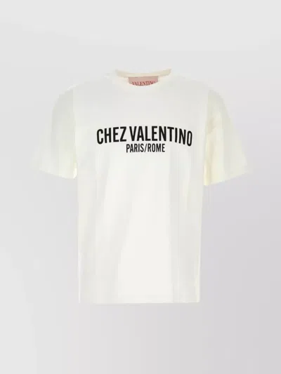 Valentino Cotton Crew Neck T-shirt With Graphic Print In White