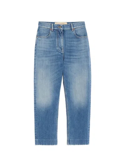 Valentino Cotton Denim Jeans In Blue