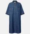 Valentino Cotton Denim Minidress In Blue