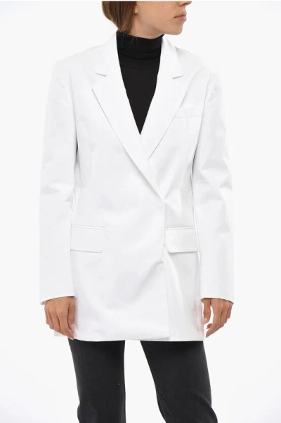 Valentino Cotton Double Breatsed Blazer With Snap Buttons In White
