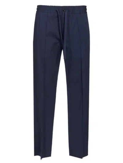 Valentino Cotton Drawstring Trousers For Men In Blue