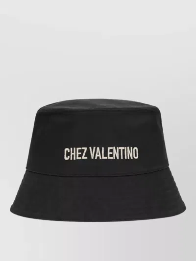 Valentino Garavani Cotton Embroidered Bucket Hat In Black