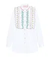 Valentino Ruffled Pleated Embellished Cotton-poplin Shirt