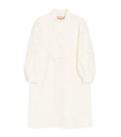 Valentino Cotton Eyelet Lace Mini Dress In White