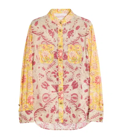 Valentino Crewneck Floral Pattern Collared Neck In Multi