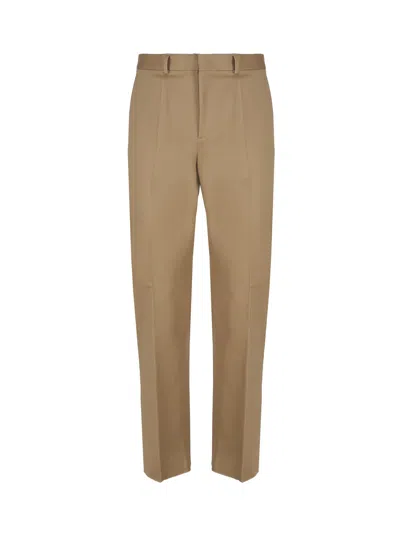 Valentino Cotton Gabardine Trousers In Beige