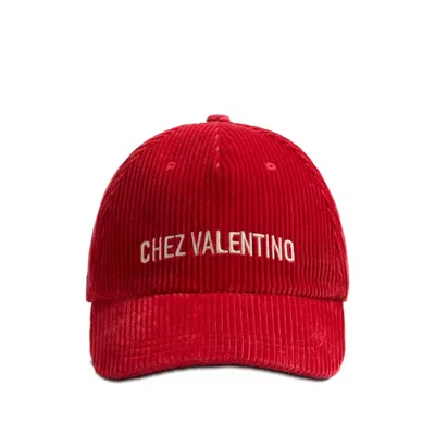 Valentino Garavani Corduroy Curved Brim Baseball Hat In Red