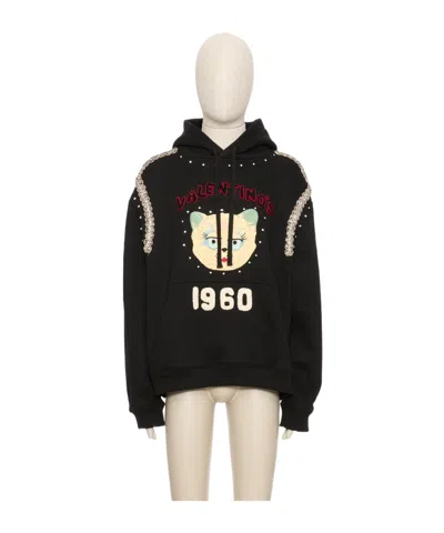 Valentino Cotton Hooded Sweatshirt With Chat De La Maison Patch