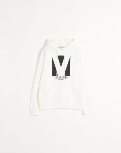 VALENTINO VALENTINO COTTON HOODED SWEATSHIRT WITH CHEZ VALENTINO PRINT