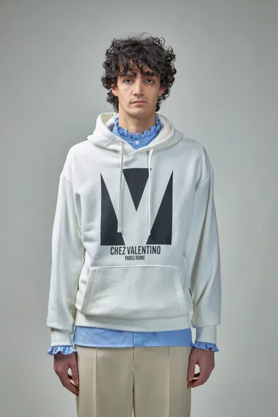 VALENTINO COTTON HOODED SWEATSHIRT WITH CHEZ VALENTINO PRINT