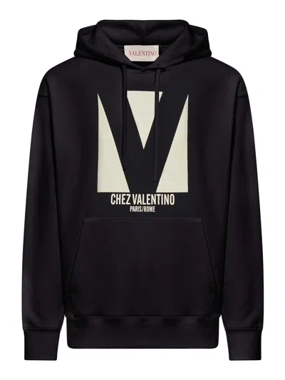 VALENTINO COTTON HOODIE WITH CHEZ VALENTINO PRINT