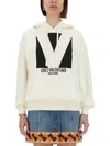 Valentino Ivory Cotton Hoodie With Large Logo In Ivory