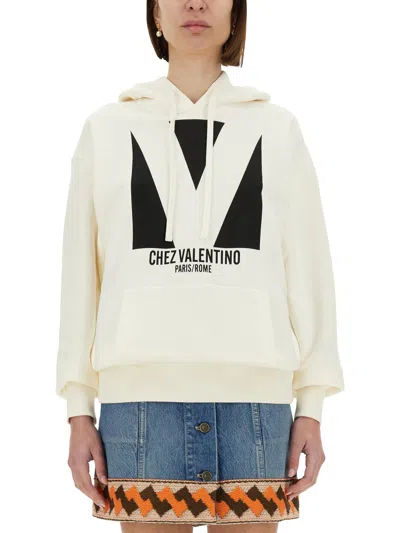 VALENTINO COTTON HOODIE WITH PRINT