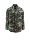Valentino Men Cotton Jacket With Camouflage Motif In Green