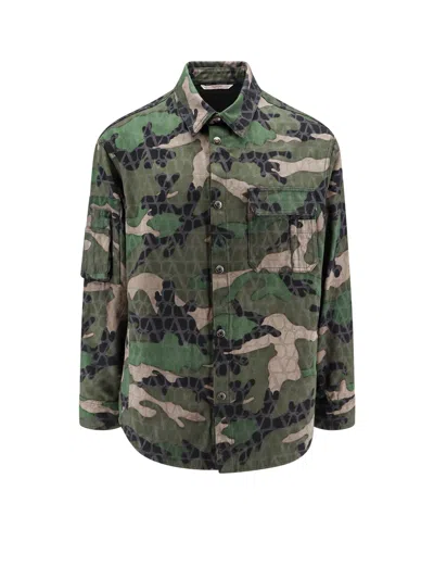 VALENTINO COTTON JACKET WITH CAMOUFLAGE MOTIF