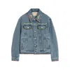 Valentino Denim Jacket With Multicolor Embroidery In Blue