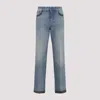Valentino High Rise Viscose Straight Jeans In Blue