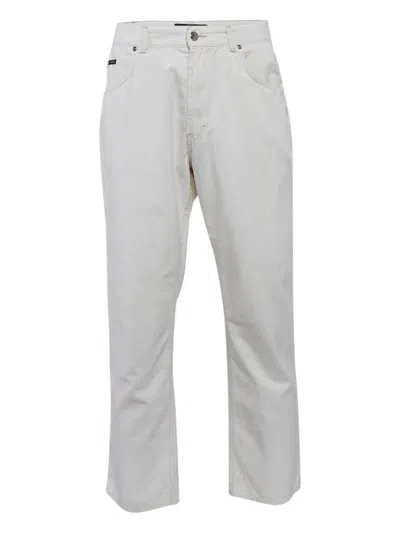 Pre-owned Valentino Cotton Jeans In White