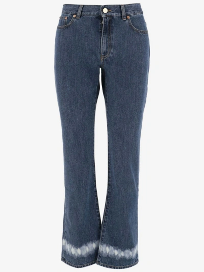 Valentino Cotton Jeans With Vlogo In Denim
