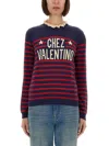 Valentino Knitwear Sweater Asymmetric Neck Design In Blue