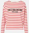 Valentino Womens Avorio Rosso Striped Brand-print Cotton-jersey T-shirt In Rot