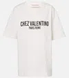 Valentino Cotton Slogan Print Drop Shoulder T-shirt In Weiss