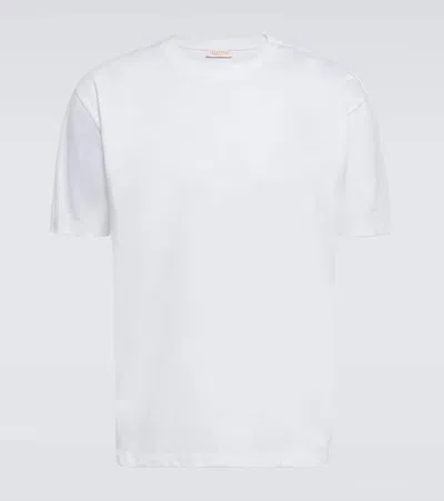 Valentino Short-sleeved Cotton T-shirt With Subtle Logo Print In White