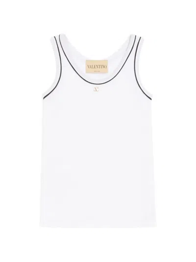 Valentino Cotton Vlogo Tank Top In White