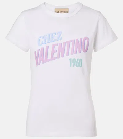 Valentino Printed Cotton Jersey T-shirt In White