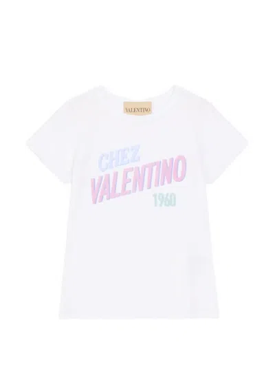 Valentino Cotton Jersey T-shirt With Chez  1960 Print In White