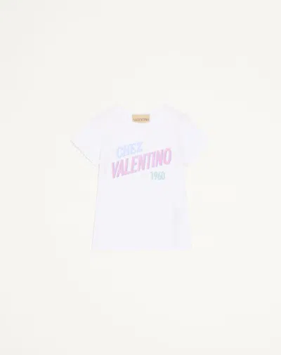 Valentino Womens Bianco Text-print Round-neck Cotton T-shirt In White