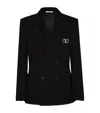 Valentino Double-breasted Cotton Jersey Jacket With Vlogo Signature Patch In Black