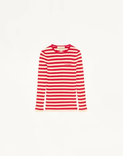 Valentino Cotton Jumper Woman Birch/paris Xs In Multi