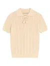Valentino Embroidered Cotton Knit Polo Woman Ivory Xs In Pink