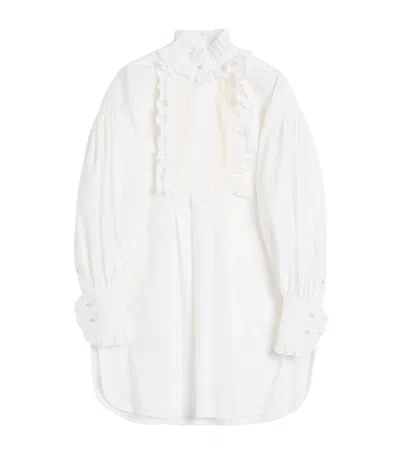 Valentino Cotton-linen-blend Ruffled Shirt Dress In White