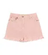 Valentino Knee Length Shorts Frayed Hem Floral Pockets Belt Loops In Pink