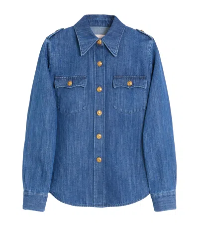 Valentino Cotton-linen Shirt In Blue