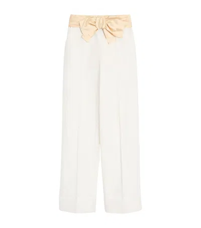 Valentino Cotton-linen Straight-leg Trousers