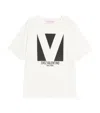 Valentino Crewneck Graphic Print Ribbed Short-sleeve Cotton Jersey In Ivory