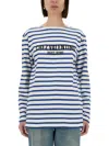 Valentino Long Sleeve Cotton T-shirt With Striped Pattern In Multicolour